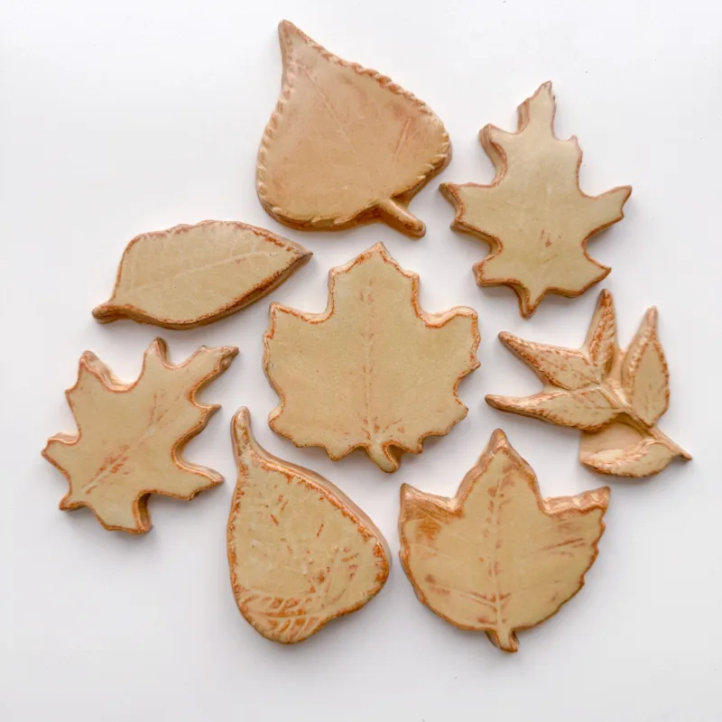 Leaves - Set of (8) Glazed Ceramic Tiles
