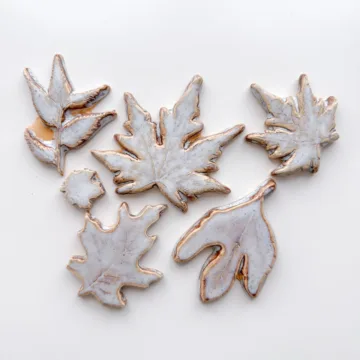 Various Leaves - Set of (6) Glazed Ceramic Tiles
