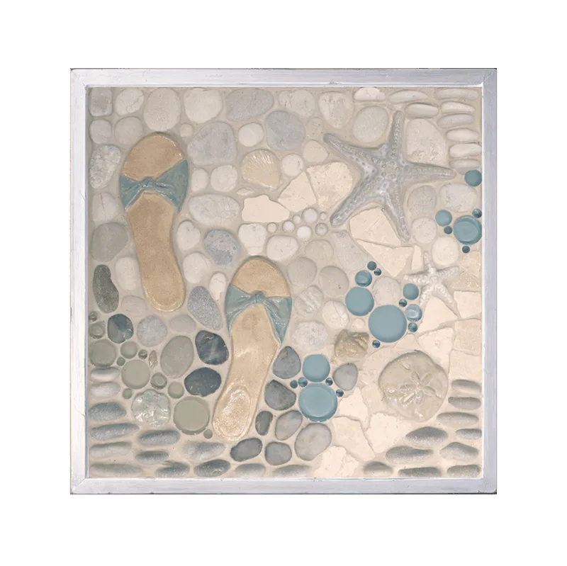 "A Walk on the Beach" Framed Tile Mosaic Mural