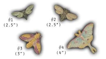 Small Moths - 2.5-4" Glazed Ceramic Tiles