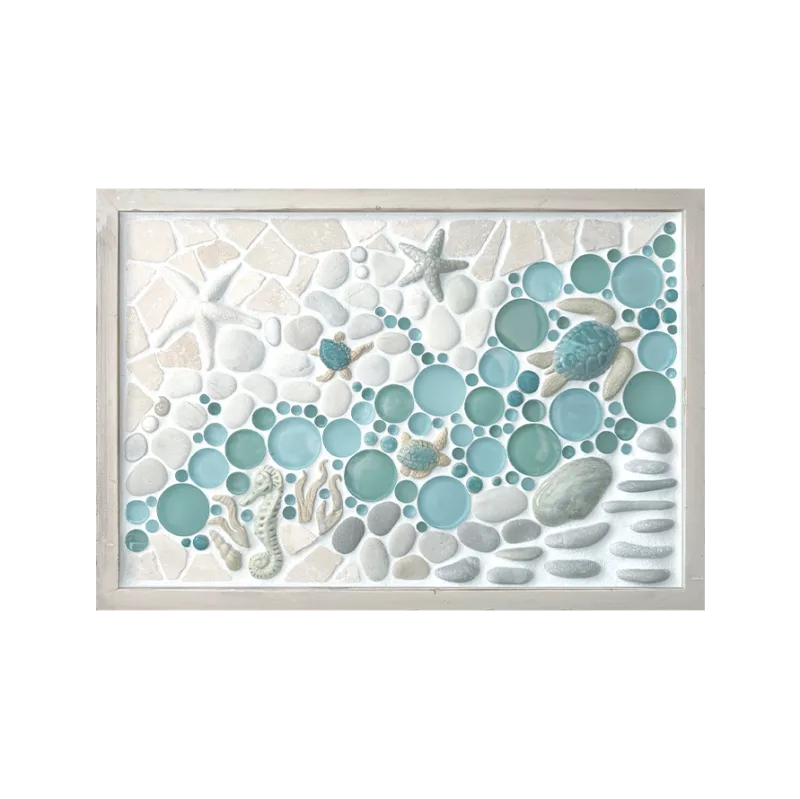 "Sand to Sea" 12x18" Framed Tile Mosaic Mural
