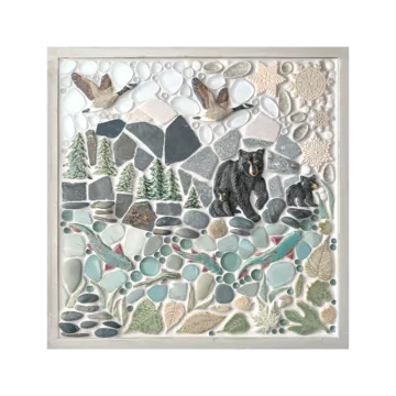 Framed Mosaic Tile Art 8 "Spring is in the Air" 18x18" Framed Tile Mosaic Mural