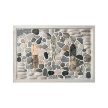 Framed Mosaic Tile Art 10 "Vintage Boards - Arctic" 12x18" Framed Tile Mosaic Mural