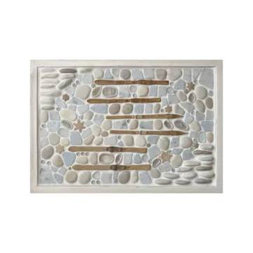 Framed Mosaic Tile Art 11 "Vintage Skis - Snowy" 12x18" Framed Tile Mosaic Mural