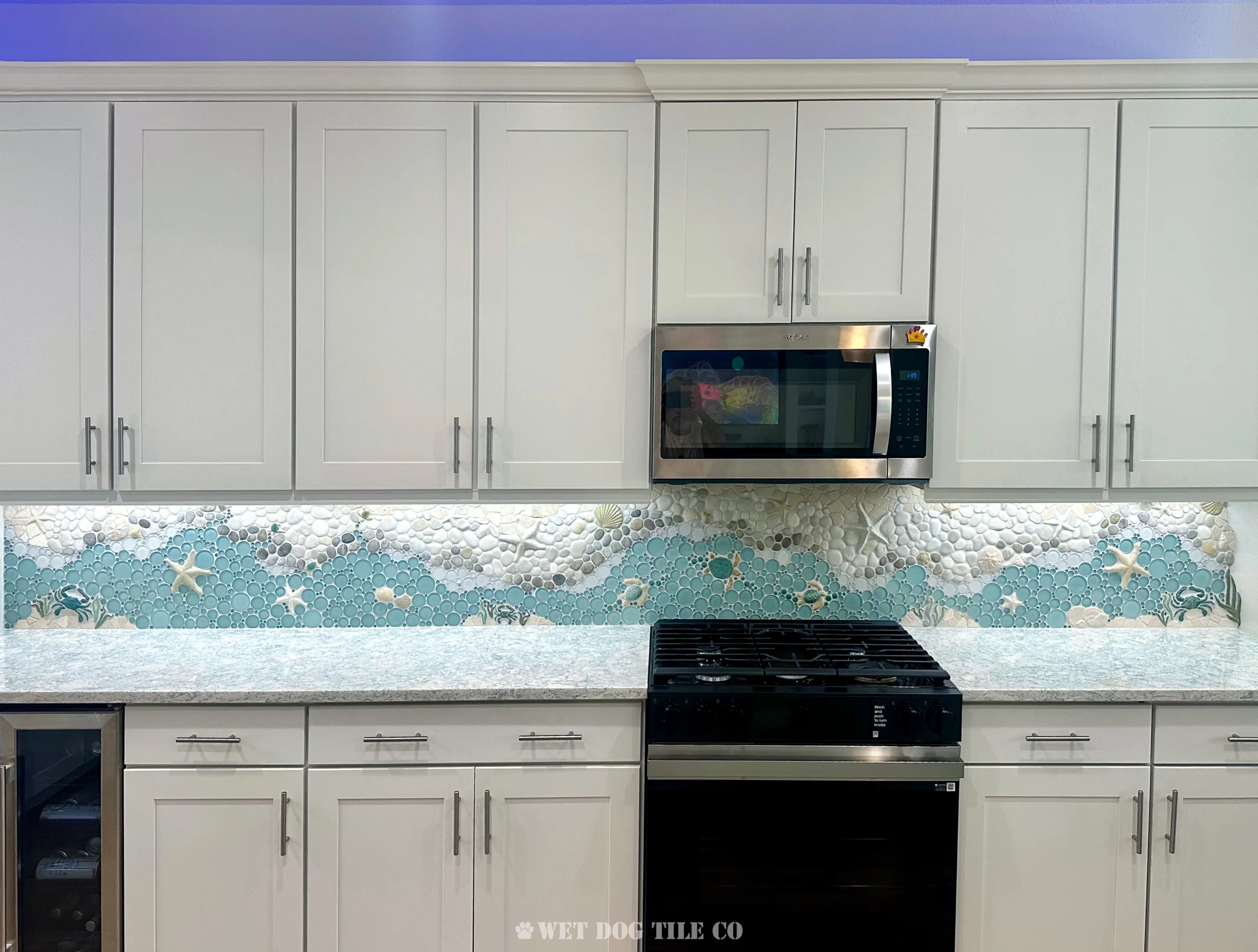Wavy kitchen mosaic backsplash tile
