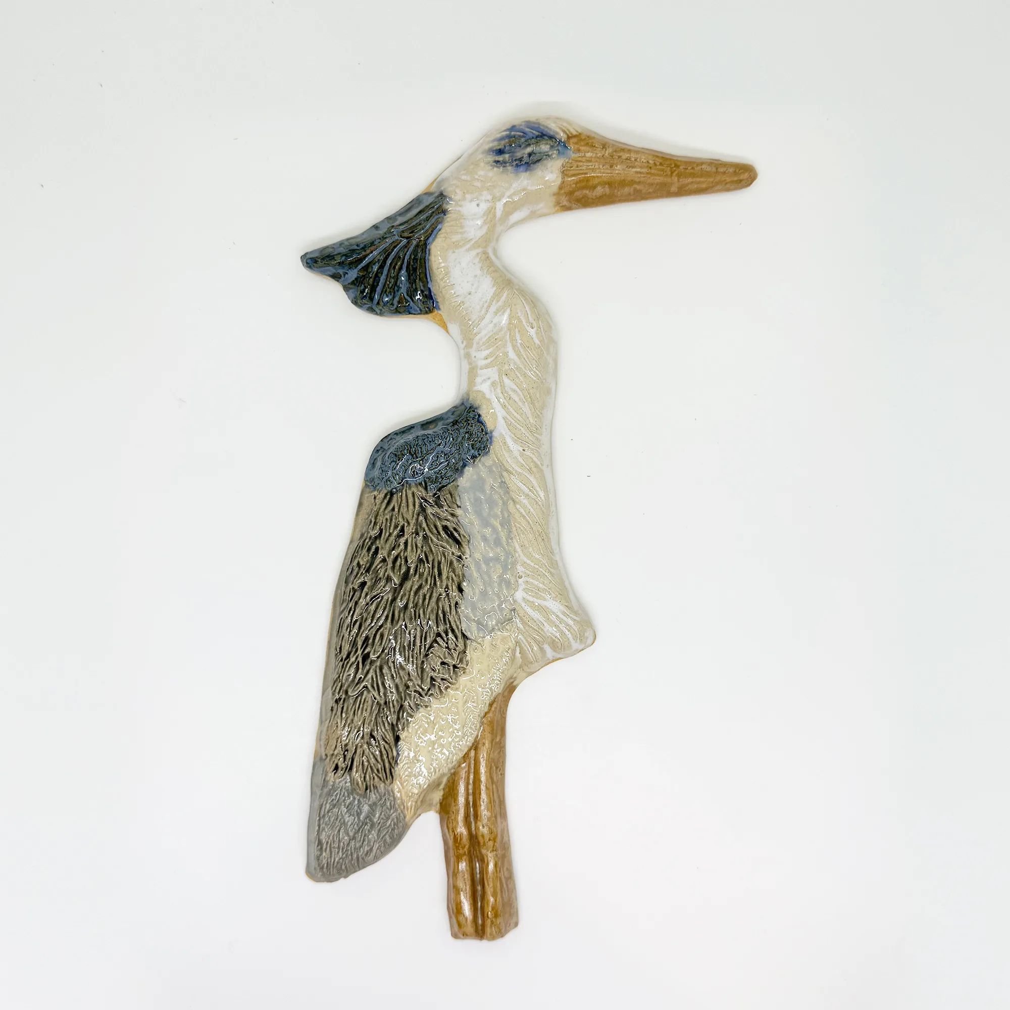 Large Heron – 10″ Glazed Ceramic Tile 1 Large heron handmade mosaic tile