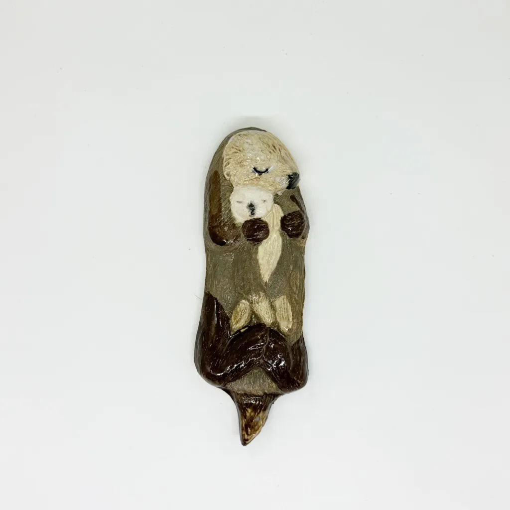 Sea Otter (mom & pup baby) handmade mosaic tile