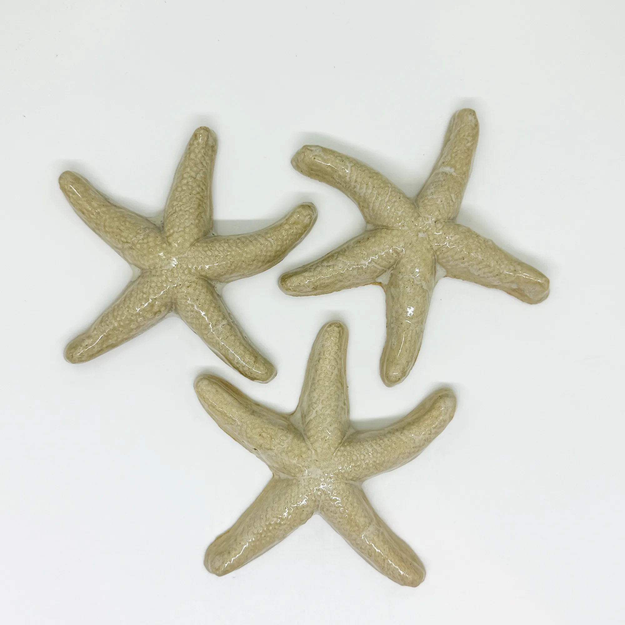 Small Starfish (Set of 3) - 4" Glazed Ceramic Tiles 1 small starfish handmade mosaic tiles
